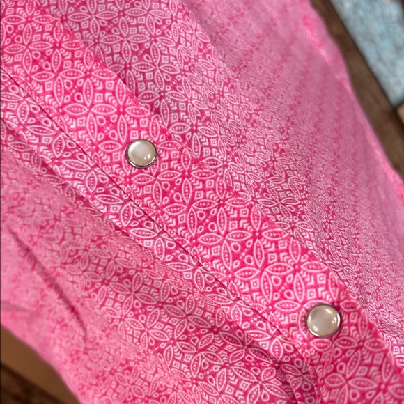 Wrangler Pink Patterned snap button Short Sleeve button down Shirt - Picture 9 of 14